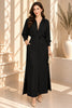 Black Button Front Belted Shirt Maxi Dress