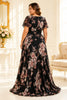 Black Floral Chiffon Plus Size Dress