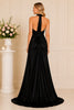 Black Halter Keyhole Gown