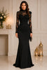 Black Lace High Neck Mermaid Gown