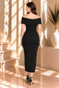Black Off Shoulder Midi Dress