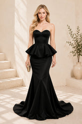 Black Peplum Mermaid Gown