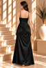 Black Satin Ruched Maxi Dress