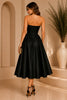Black Strapless Corset Fit and Flare Dress
