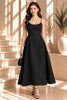 Black Textured Spaghetti Strap Midi Dress