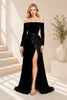Black Velvet Bow Slit Gown