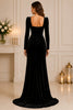 Black Velvet Column Evening Gown