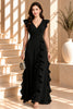 Black Ruffle Wrap Maxi Dress