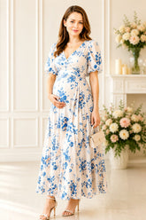 Blue Blossom Maternity Dress