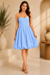 Blue Bubble Hem Mini Dress