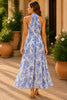 Blue Meadow Halter Floral Maxi Dress