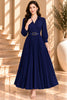Blue Pleated Belted Shirt Maxi Dress