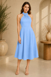 Blue Rose Halter Midi Dress