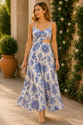 Bluebell Bloom Cutout Floral Midi Dress