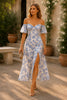 Bluebell Bloom Off-Shoulder Floral Midi Dress