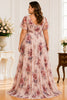 Blush Floral Flutter Sleeve Plus Size Maxi Dress