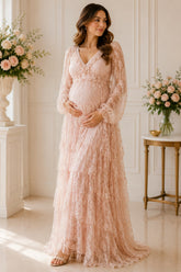 Blush Lace Romance Maternity Gown