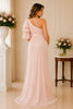 Blush One-Shoulder Ruffle Slit Maxi Gown