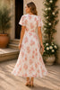 Blush Petal Floral Wrap Maxi Dress