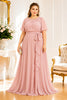 Blush Pink Chiffon Plus Size Maxi Dress