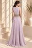 Blush Pink Embellished A Line Evening Gown