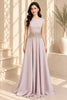 Blush Pink Embellished A Line Evening Gown