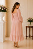 Blush Smocked Long Sleeve Ruffle Midi Dress