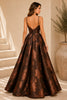 Brown Floral Ball Gown