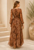 Brown Mocha Draped Ruffle Maxi Dress