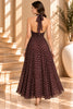 Brown Polka Dot Halter Maxi Dress