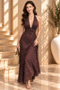 Brown Polka Dot Halter Maxi Dress
