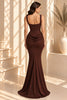 Brown White Corset Ruched Mermaid Evening Gown