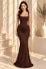 Brown White Corset Ruched Mermaid Evening Gown