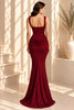 Burgundy Corset Ruched Mermaid Evening Gown