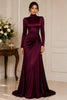 Burgundy High Neck Satin Evening Gown