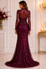Burgundy Sequin Mermaid Evening Gown