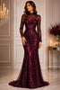Burgundy Sequin Mermaid Evening Gown