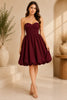 Burgundy Strapless Bubble Hem Mini Dress