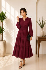 Burgundy Tiered Maxi Dress