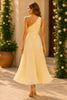 Buttercream Pleated One Shoulder Midi Dress