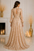 Champagne Botanical Jacquard Evening Gown