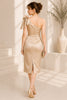 Champagne Bow Satin Elegance Midi Dress
