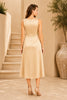 Champagne Cascade Ruffle Midi Dress