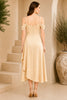 Champagne Cold Shoulder Draped Midi Dress
