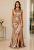 Champagne Elegance Satin Evening Gown