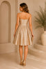 Champagne Floral Jacquard Fit and Flare Dress