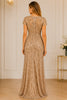 Champagne Floral Sequin Gown