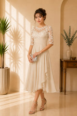 Champagne Lace Midi Dress