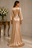 Champagne Satin Draped Evening Gown