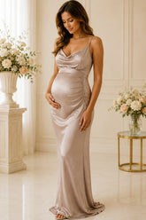 Champagne Satin Maternity Gown